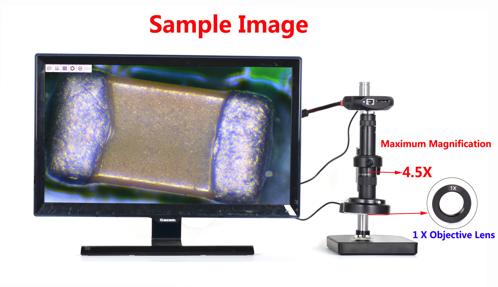 Microscope Camera Zoom Lens C-Mount 0.7X-4.5X Industrial Microscope Objective Lens 1X Barlow 0.5X Adaptor