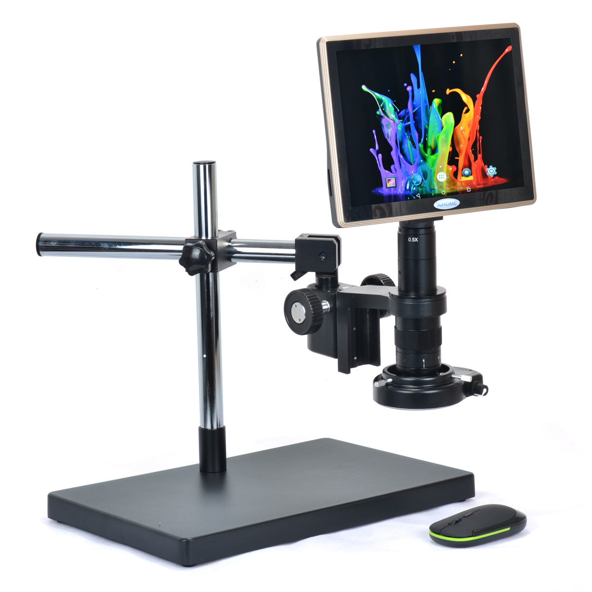 HDMI USB Microscope Camera 5.0MP Touch Screen Tablet Digital Microscope Camera with Table Stand 180X C-mount Lens
