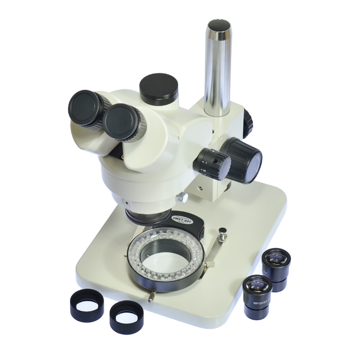 Inspection Zoom 7X-45X Trinocular Stereo Microscope Trinocular Visual + 56 LED Light + WF10X20 Eyepiece + C Adapter for LAB PCB