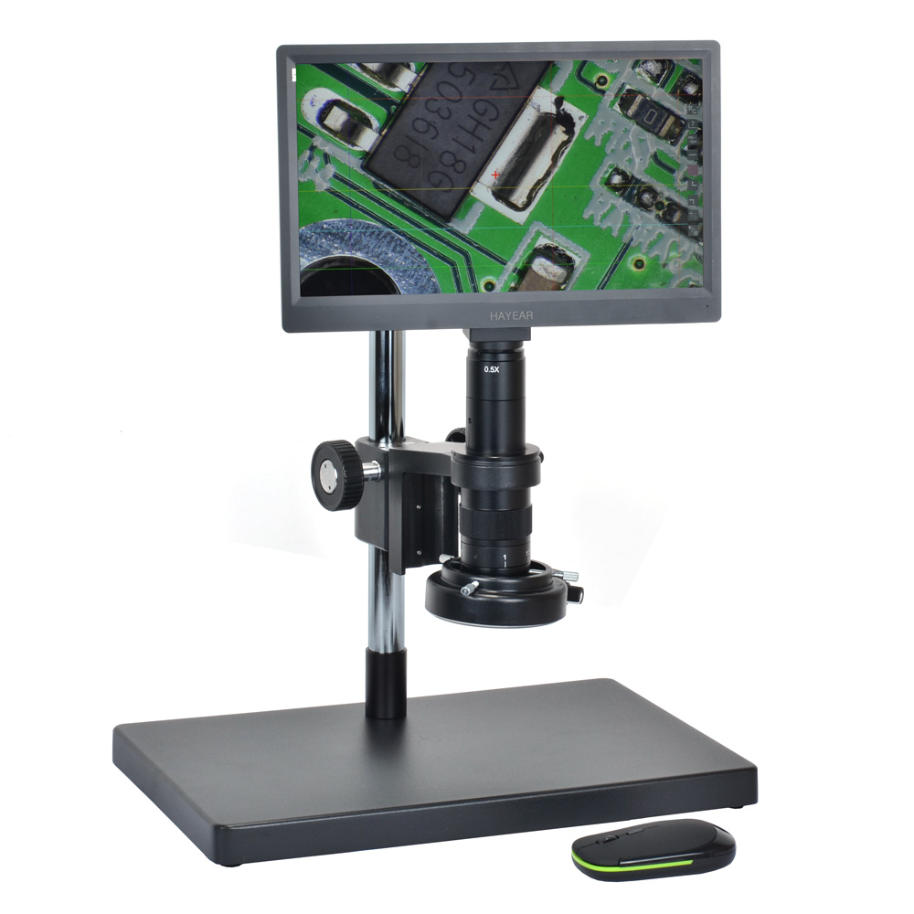 USB 5.0MP HD 11.6 inche Digital Industry Microscope Camera + Table Stand 180X Zoon C-mount Lens HY-3610A